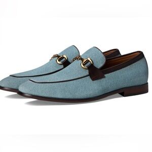 Steve Madden Men's Octavian Penny Loafer Denim Blue Brown Size 10